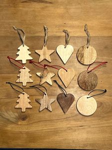 Décoration de Noël en bois faite à la main, arbre de Noël en bois naturel pour la décoration de la maison, ornement de table pour les fêtes de Noël - Product Image 5