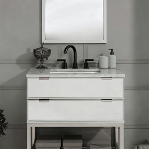 Rubinetto da Bagno Moderno Nero Opaco a 2 Maniglie con Beccuccio Girevole a 360 Gradi, Installazione a 3 Fori per Lavabo - Product Image 3