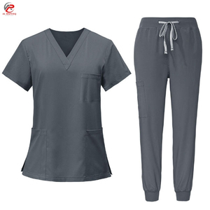 Tenues d'hôpital de haute qualité, ensembles d'uniformes de couleur unie, col en V, uniformes d'infirmière personnalisés, tricotés et respirants pour étudiants en médecine - Product Image 6