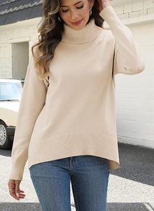 Women Cable Knit <b>Turtleneck</b> <b>Sweater</b> Ribbed High Neck Long Sleeve Pullover 100% Cotton Computer Knit Casual Winter Wholesale - Product Image 6
