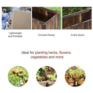 48\" X 20\" X 18\" Lightweight Raised Garden Bed Wooden Planter with Drainage <b>Gaps</b> Natural Peat Planter Box - Product Image 6