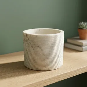 Vase rond en marbre pour table, décoration intérieure minimaliste, salon, durable, toutes saisons - Product Image 5