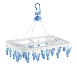 32 Clip Square <b>Clothes</b> <b>Drying</b> <b>Rack</b> With 32 Pink Clips Hook Type Plastic Hanger For Laundry Room Durable <b>Foldable</b> Design - Product Image 3