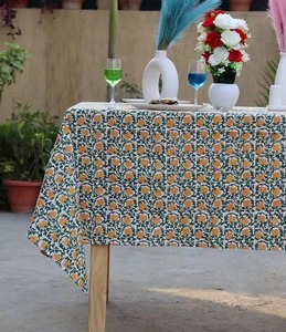 Indian Modern Handmade Premium Quality Customizable Cotton Floral Washed Printed <b>Tablecloth</b> for Home Hotel Restaurant - Product Image 1