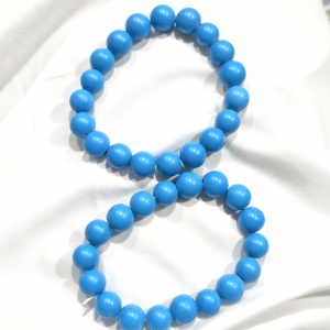 Bracelet extensible turquoise de 7 pouces, bracelet élastique à perles rondes - Product Image 3