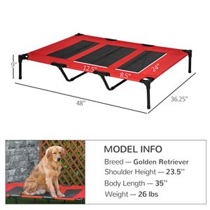 Cuccia rialzata per animali domestici 48x46 pollici con telaio in metallo, lettino pieghevole per cani, rinfrescante per l'estate, colore rosso - Categoria Prodotto: Cucce per animali domestici - Product Image 3