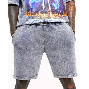 Ensemble short homme vintage délavé à l'acide avec logo personnalisé, tenue streetwear écologique 100% coton respirant anti-plis avec cordon de serrage - Product Image 6