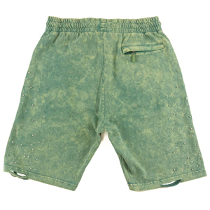 Men's Solid Colour Cotton High-Quality <b>Shorts</b> with Elastic Waist and Decorative Studs Casual Style Acid Washed - Product Image 5