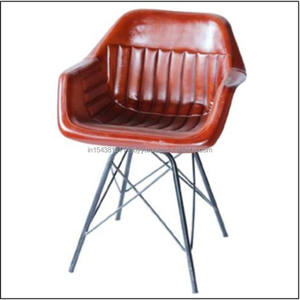 Chaise de salle à manger en cuir véritable pour la maison Restaurant Écoles Appartements Bars Villas Ateliers-Style en bois massif pour la cuisine - Product Image 2