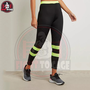 In Black With Green Color Contrast Best Soft Material Yoga Set Stylish Contrast Edge Sports <b>Bra</b> And Full Length Leggings Set - Product Image 6