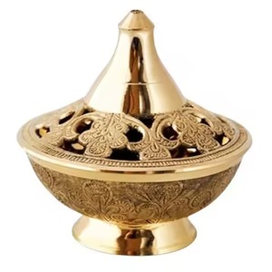 Traditional Look Brass Incense <b>Burner</b> Gold Finish Aromatic Diffuser All-Season Use Meditation Temple Worship Prayer Room Decor - Product Image 1