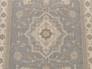 Tapis DECORDEC en laine gris argenté ivoire à motif floral médaillon, écologique, antidérapant, moderne, avec bordure botanique, pour une vie de luxe - Product Image 4