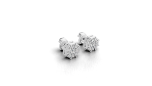Boucles d'oreilles clous Aarinya Nexus géométriques plaquées or 18 carats avec diamants de laboratoire et design à rayons prismatiques, idéales pour les cadeaux d'anniversaire et de fête - Product Image 4