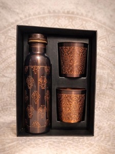 New Eco-Friendly & Sustainable Pure <b>Copper</b> <b>Water</b> <b>Bottle</b> Polished for Decorative Application 2 glass set - Product Image 3