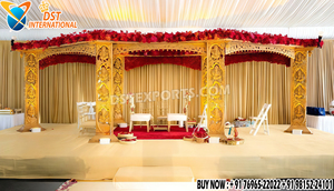 Mandap Triveni Clásico para Bodas Hindúes, Compre en el Reino Unido el Mandap de Tres Pilares Tallado a Mano Más Vendido, Mandapam Trivedi Real para Eventos en EE. UU. - Product Image 2