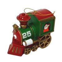 Figura Decorativa Navideña de Locomotora Santa Clásica Tradicional de Alta Calidad, Pintada en Color Plástico CK425, Adorno Colgante para Interiores