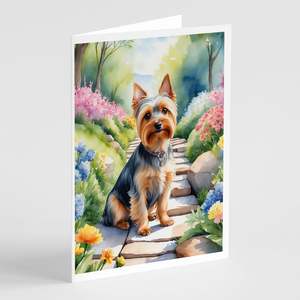 Lunatique A7 Taille 5x7 Silky Terrier Spring Path Cartes vierges Pack de 8 avec enveloppes Cartes de voeux - Product Image 1