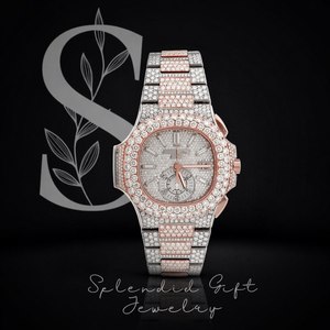 Montre de plongée mécanique pour homme, personnalisée, de haute qualité, entièrement sertie de pierres, résistante à l'eau, avec testeur de moissanite et de diamants - Product Image 1