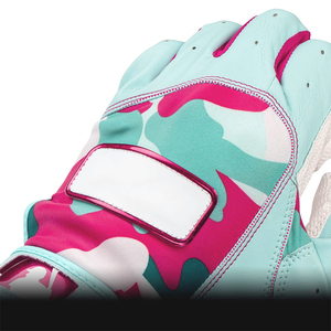 Pink Mint Green White Leather Batting Gloves Breathable <b>Hook</b> And Loop Closure Unisex Adult Training - Product Image 3
