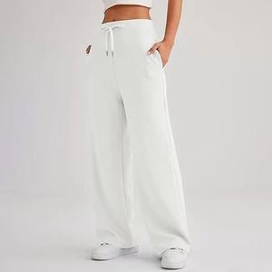 Pantalones Deportivos de Felpa para Mujer, Cintura Media, Pierna Ancha, Cordón Ajustable, Color Sólido, Casuales, Largos, con Bolsillos, para Verano, de Secado Rápido y Transpirables - Product Image 3