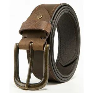 Ceinture en cuir véritable noir décontractée et durable avec boucle à ardillon de 35 mm de large, prête à offrir, pour homme, bureau et voyage - Product Image 4