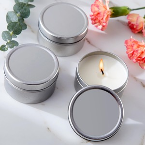 Bocaux à bougies ronds en métal argenté de luxe avec couvercle, vente en gros, pour bricolage, artisanat, cadeaux de fêtes, personnalisation du logo - Product Image 4