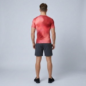 T-shirt de compression personnalisé pour homme, coupe ajustée, manches courtes, vêtements de sport actifs, entraînement en salle de sport, haut de performance - Product Image 2