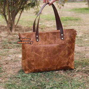 Sac fourre-tout en cuir de vachette véritable Heritage, sac à bandoulière vintage portable en cuir véritable - Product Image 6