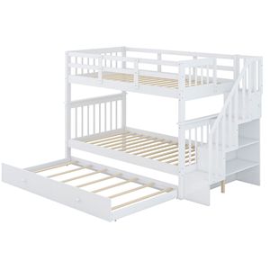 Letto a castello bianco a due piazze con letto estraibile a due piazze per adulti, per camera da letto o dormitorio, letti per bambini, vecchio SKU LP000209AAK - Product Image 3