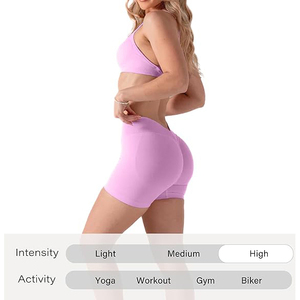 Shorts Deportivos de Cintura Alta para Mujer, Color Lavanda Morado, Compresivos, Acanalados, Sin Costuras, para Gimnasio y Yoga - Product Image 4