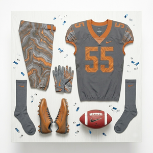 Breathable American Football Uniform Set in Grey with Orange Color Combination Unisex Sports Clothes at Factory Sale Rate - Product Image 5