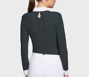 Camisas de Polo Ecuestres Personalizadas al por Mayor para Mujer, Tops de Equitación de Manga Larga Transpirables de Poliéster/Nylon/Spandex para Exhibición - Product Image 5