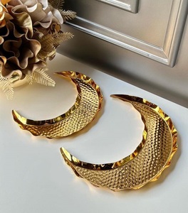 Vintage Decorative Moon Shape Silver Hand-Hammered Tray for Wedding & Ramadan Luxury Fruits Tray <b>Tabletop</b> Decorative Platter - Product Image 2