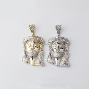 Micro pavé diamante cabeza de león colgante Bling Lion Charm Hip Hop estilo declaración joyería con Iced Lion Plating - Product Image 1