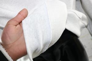 Sweat-shirt à col montant STATE WHITE bleu ciel 100% coton avec broderie appliquée marron, col large, URBAN PRODUCTIONS - Product Image 6