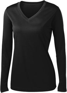 T-shirt Femme Manches Longues Col V Uni Haute Qualité Anti-Transpiration Respirant pour Sport et Fitness - Product Image 3
