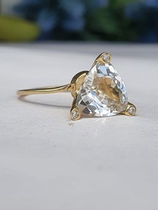 Modern 2.01CT Trillion Cut Diamond Solitaire <b>Ring</b> For Women's Lab Grown 14K Solid Gold Fine Jewelry Wedding Proposal Gift Her - Product Image 5