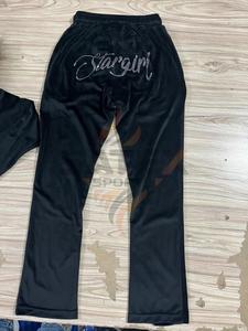 OEM Custom <b>Women's</b> Rhinestone Printed <b>Velvet</b> High Waist Flared Elegant Pants Sexy Solid Color <b>Velvet</b> Pants for <b>Woman</b> - Product Image 2