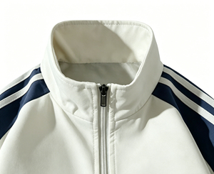 Chándal Unisex con Capucha, Estampado a Rayas Blancas y Azul Marino, Cierre de Cremallera, Bolsillos Laterales, Estilo Deportivo Casual, Ropa de Invierno, Corte Holgado - Product Image 2