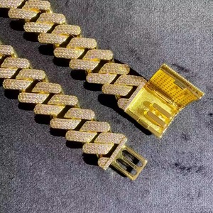 Round Shape Moissanite Diamond Cuban Link <b>Chain</b> <b>Iced</b> <b>Out</b> With Hip Hop Cuban <b>Chains</b> for Men Fashion Necklaces India - Product Image 3