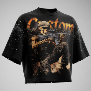 Camiseta Glory Custom con lavado ácido y gráfico de diamantes de imitación, camiseta de alta calidad, estilo vintage, para uso unisex en la calle. - Product Image 5