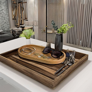 Bandeja ovalada de madera para servir con cubiertos de madera, apta para lavavajillas - Product Image 4