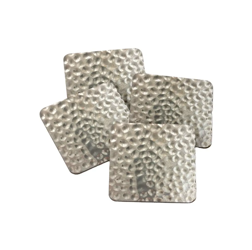 fancy Hammered 4 Inch Stainless Steel Coasters