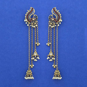 Mayoristas de Joyería Artificial de Moda en India, Pendientes Indo-Occidentales con Baño de Mehndi 113087 - Product Image 5
