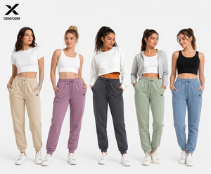 Pantalon de jogging en molleton et tissu éponge pour femme, avec cordon de serrage et poches latérales, coupe décontractée, poids moyen, tricoté, pour l'automne, OEM ODM - Product Image 2