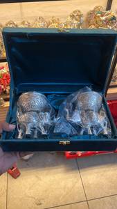 Traditional Indian Silvery <b>Elephant</b> Bowl Embossed Aluminum Handmade Modern <b>Decorative</b> Serving Dish Diwali Birthday Ramadan - Product Image 6