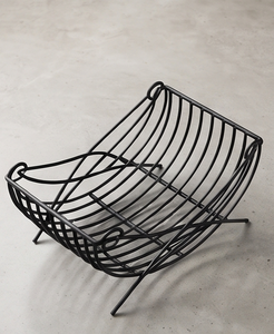 Panier de rangement moderne en fil métallique noir pour fruits, en forme de berceau, à nervures courbées, bol ouvert en métal, support de légumes pour cuisine - Product Image 3