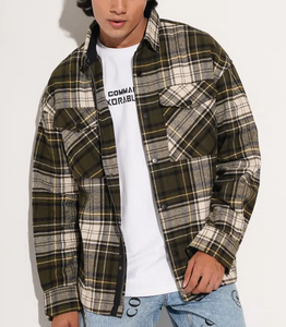 Camisa de Franela a Cuadros para Hombre, con Logotipo Personalizado OEM, Manga Larga, Cuello con Botones, Estilo Casual para Uso Diario en Otoño - Product Image 3