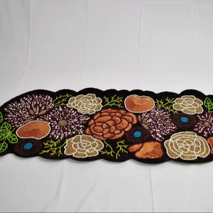 black <b>table</b> <b>runner</b> black floral <b>table</b> runnerhand embroidered <b>table</b> linens <b>dining</b> <b>table</b> decoration in black - Product Image 1