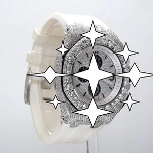 Luxury Men's Stainless Steel <b>Chronograph</b> Watch Moissanite Bezel Rubber Band Quartz Movement SAPPHIRE Crystal Dial - Product Image 2